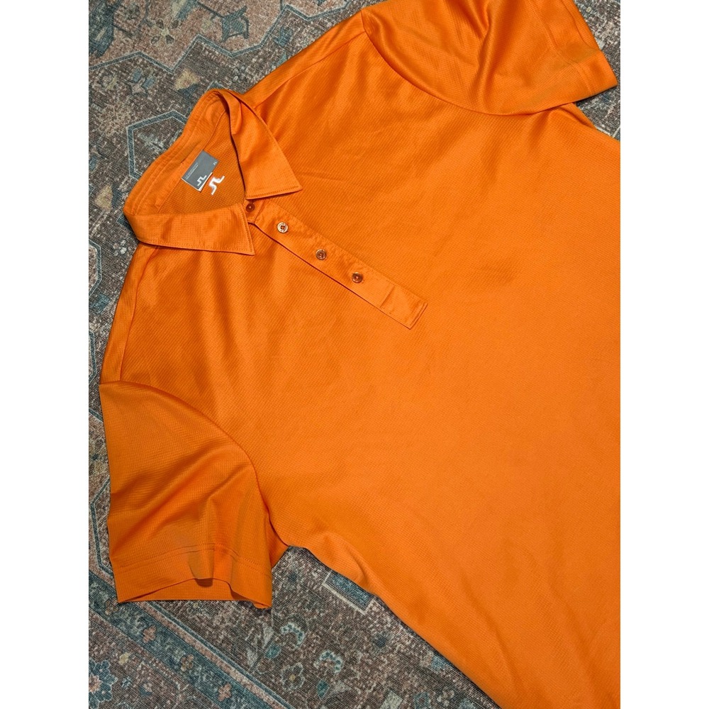 J.Lindeberg Mens‎ XL Orange Short Sleeve Golf Polo Shirt Performance Activewear